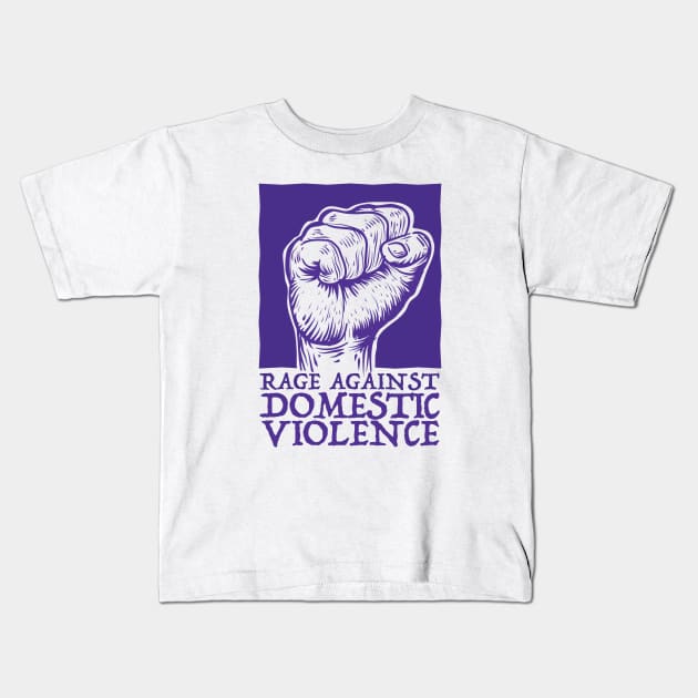 Rage Against Domestic Violence Purple Vibe Kids T-Shirt by Wulfland Arts